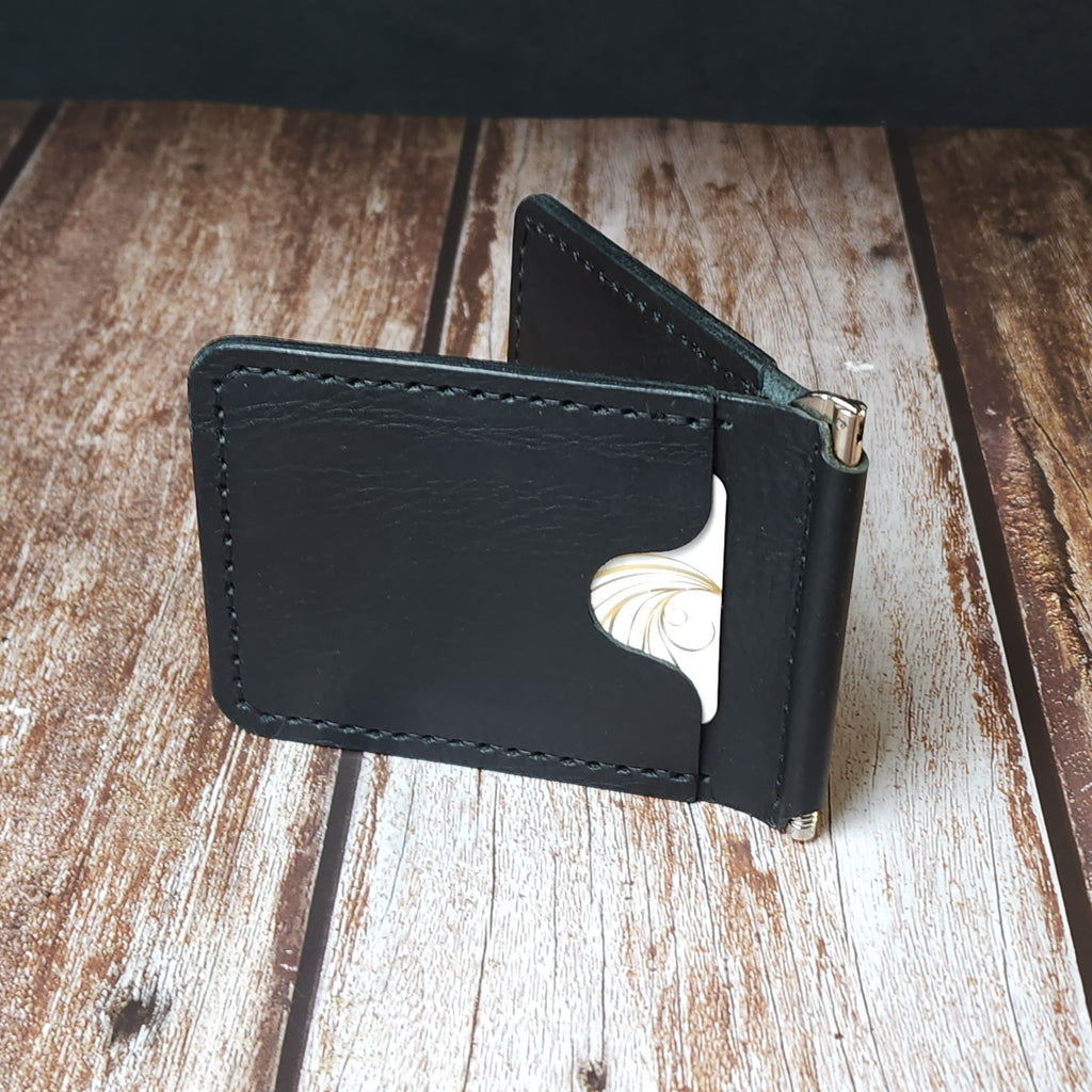 Deri Cüzdan Para Klipsli, Kartlık Bölmeli El Yapımı Cüzdan