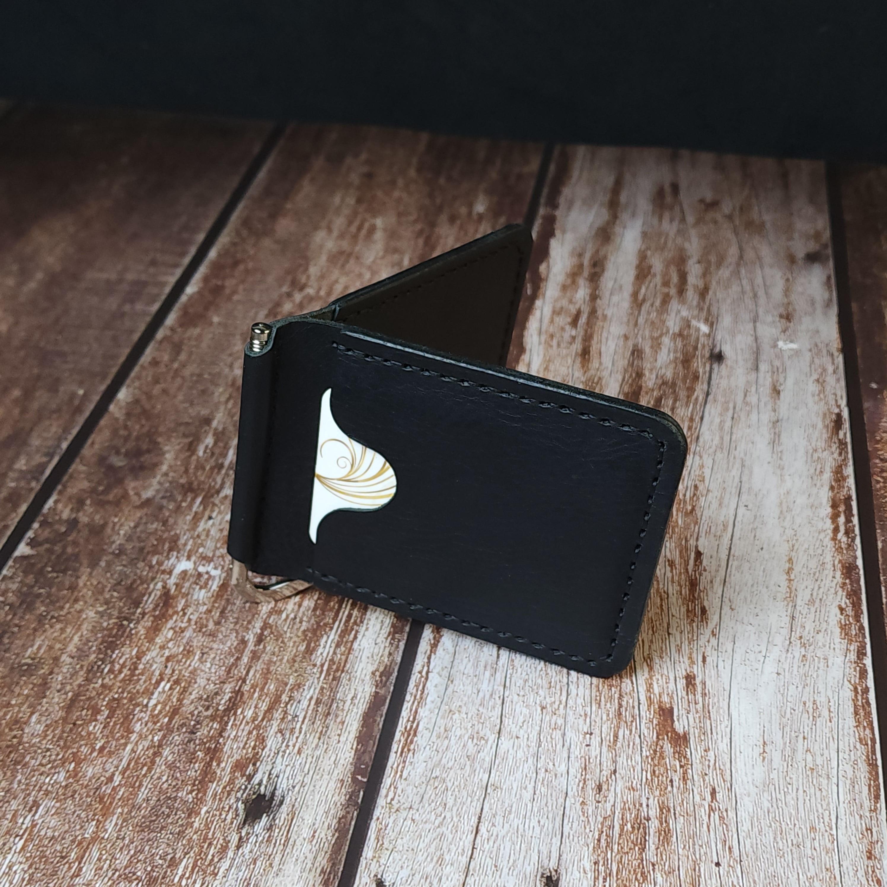 Deri Cüzdan Para Klipsli, Kartlık Bölmeli El Yapımı Cüzdan