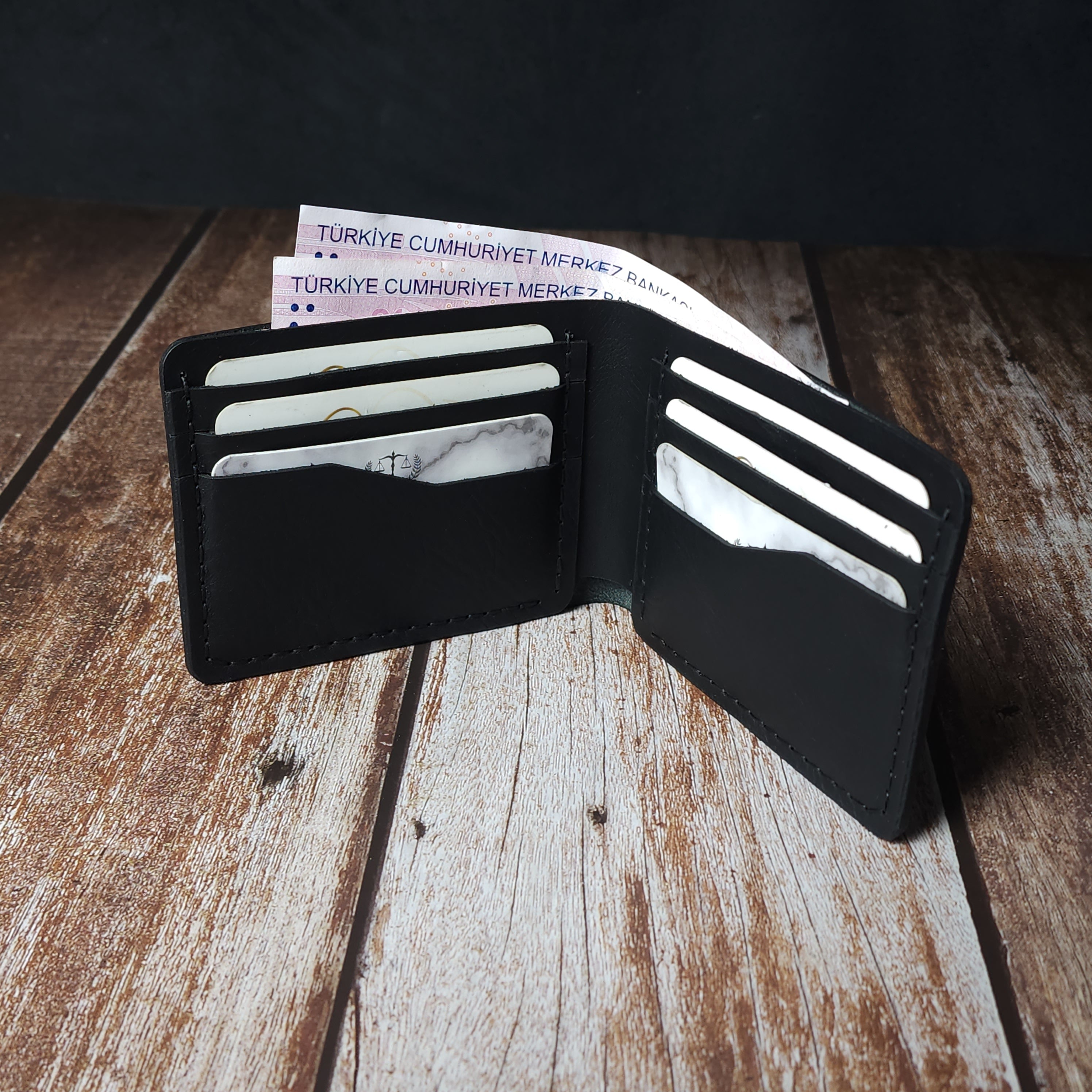 Klasik Deri Cüzdan Para ve Kartlık Bölmeli El Yapımı Cüzdan