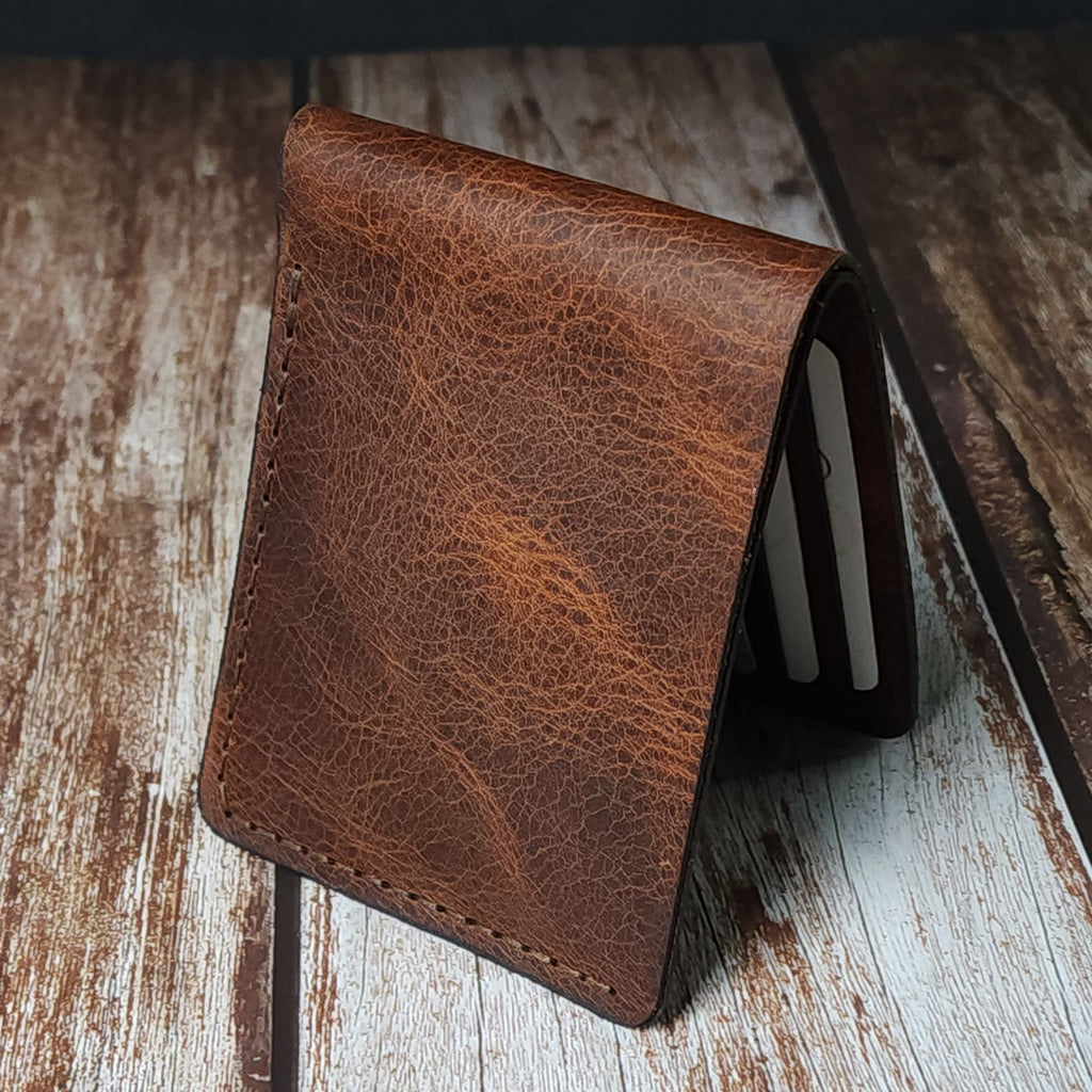 Çift Renk Detaylı Deri Cüzdan Para ve Kartlık Bölmeli El Yapımı Cüzdan