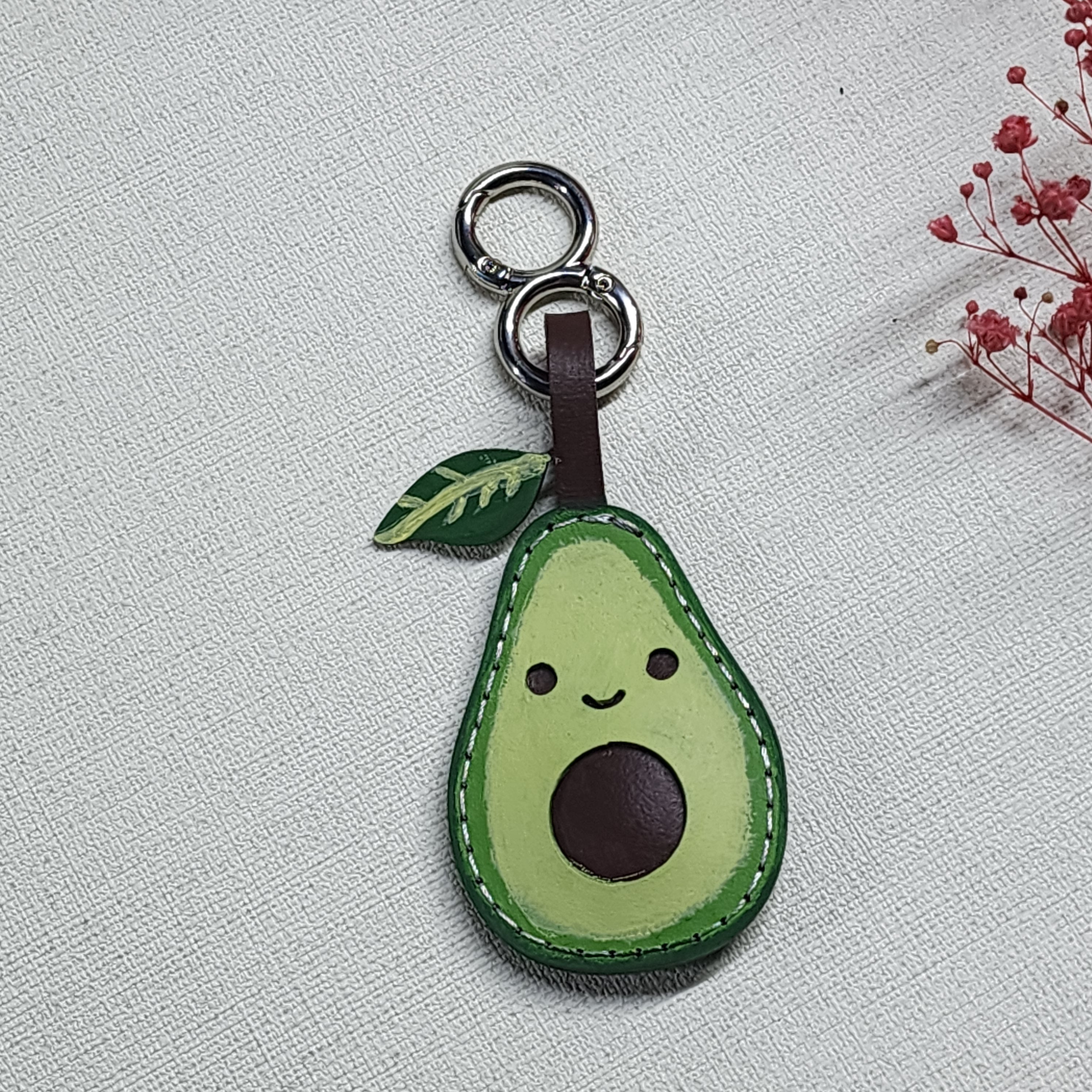 Avokado Anahtarlık / Çanta Aksesuarı Hakiki Deri