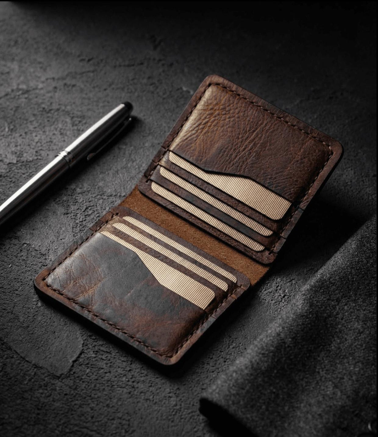 Sesa Katlanır Hakiki Deri Kartlık