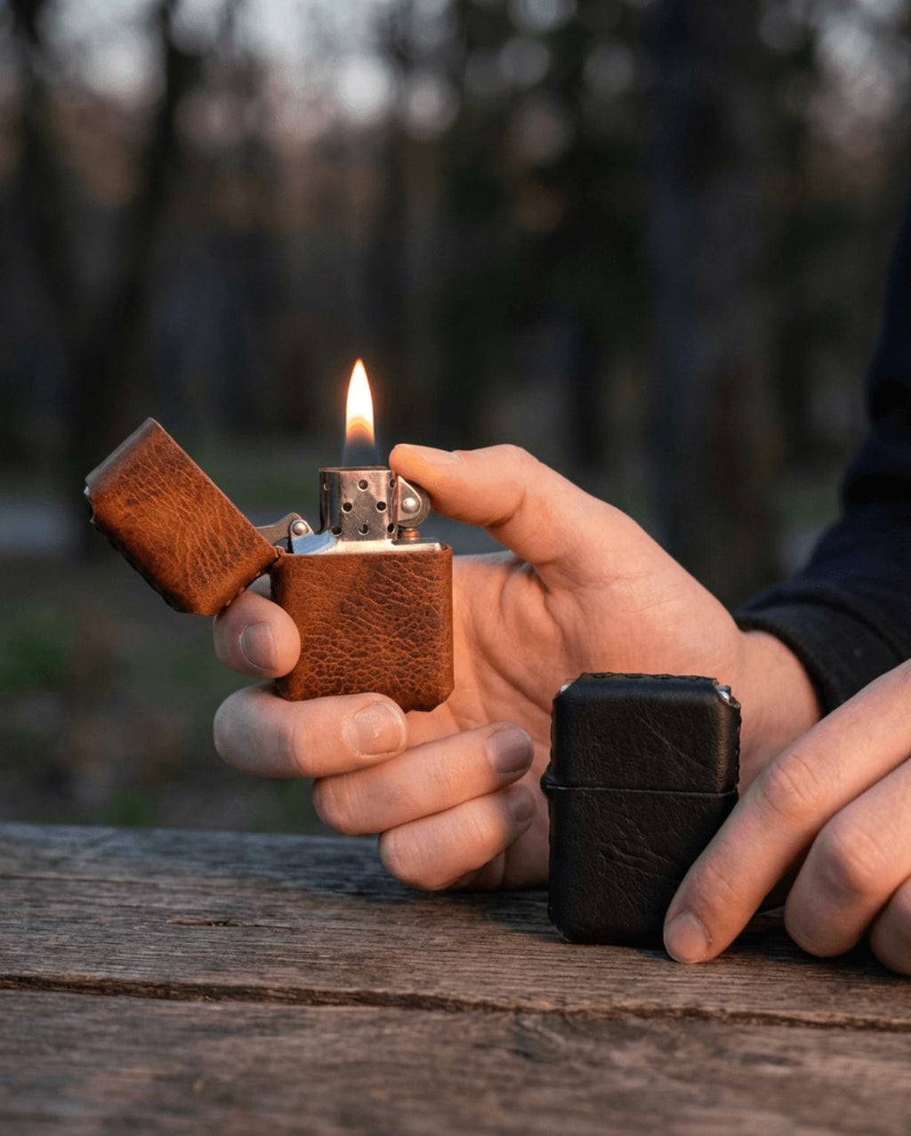 Sesa Craft Deri Kaplı Çakmak – Premium Metal Çakmak
