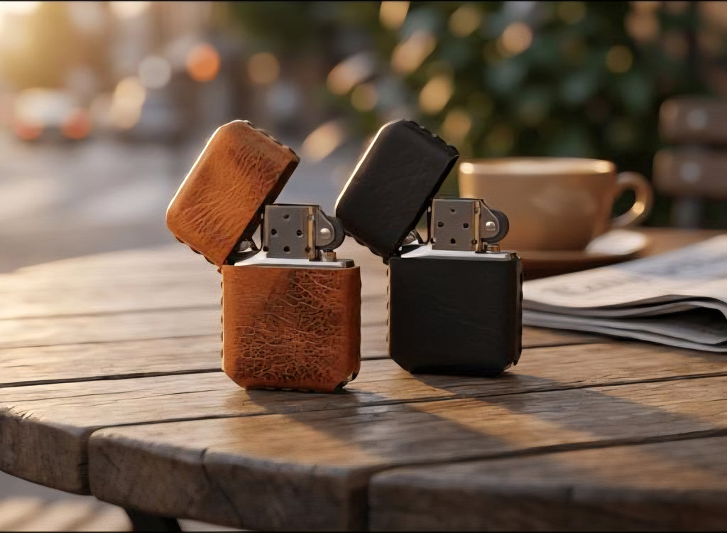 Sesa Craft Deri Kaplı Çakmak – Premium Metal Çakmak